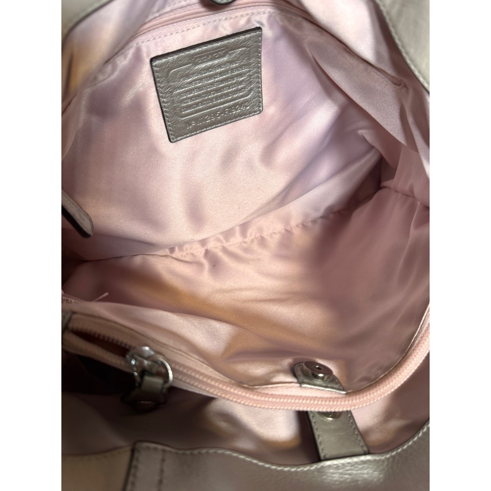 Coach Ashley Leather Carryall Cream Metallic Silver Shoulder Bag F19243 - Picture 5 of 11